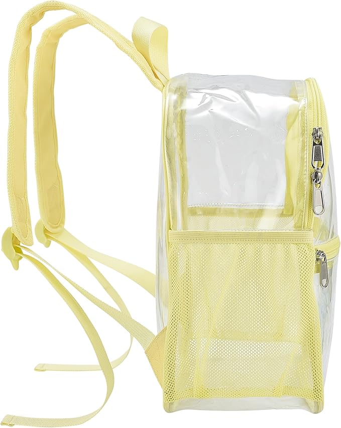 Oraben Clear Backpack for Stadium Events Clear Stadium Backpack 12x6x12 Bag (Enhanced Strap, Yolk Yellow)