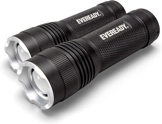 EVEREADY LED Tactical Flashlight, IPX4 Water Resistant EDC Flashlight, Super Bright High Lumens, Zoomable, 3 Light Modes, Heavy Duty Metal Body, Lanyard Included, Black