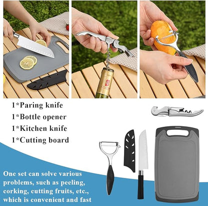 Kyraton Camping Cooking Set 15 Pack, Camping Cookware, Camping Supplies, Portable Camping Kitchen Utensil Set, Ldeal for Backpacking, Barbecuing, Camping and Hiking Trips.