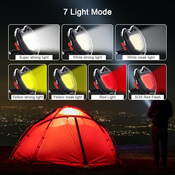 MAKDAK COB Keychain Work Light Keychain Flashlight - Emergency Light with 7 Light Mode,Build in Lighter,Magnet Base and Folding Bracket Bottle Opener, for Camping Fishing 2Pack