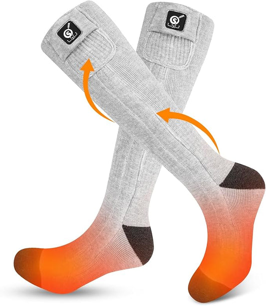 SNOW DEER Heated Socks for Men Women, 7.4V Rechargeable Battery Electric Socks, Heated Ski Socks for Hunting Fishing Camping Hiking Skiing Foot Warmer