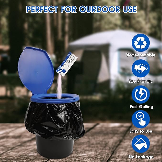 Portable Toilet Absorbent Urine Gel Porta Potty Eco Chemicals Poo Powder Bucket Toilet Gel for Camping Hiking Outdoor 25 Pack