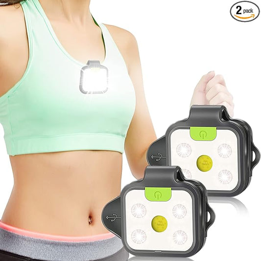 EGUKU Running Light, 2Pack Clip On Running Lights for Runners at Night 4 Light Modes USB Rechargeable LED Lights Wearable Small Lightweight Jogging Lights for Outdoor Running Jogger Patent Pending