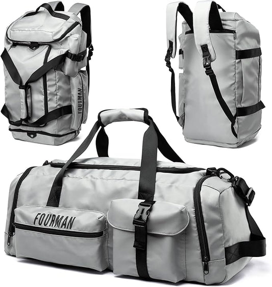Gym Bag Training Duffel Bag Foldable Travel Duffel Bag, Lightweight Weekend Backpack With Shoe Compartment, Waterproof Duffel Backpack Sports Bag Grey