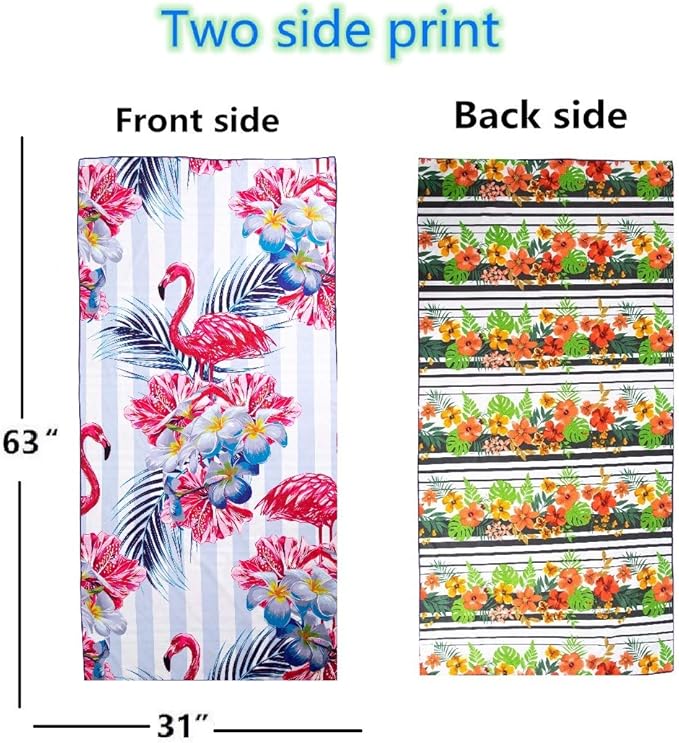 HAOKUN Microfiber Sand Free Beach Towel Blanket-Quick Fast Dry Super Absorbent Lightweight Thin Towel for Travel Pool Swimming Bath Camping Yoga Gym Sports Idea … (flamingo1)
