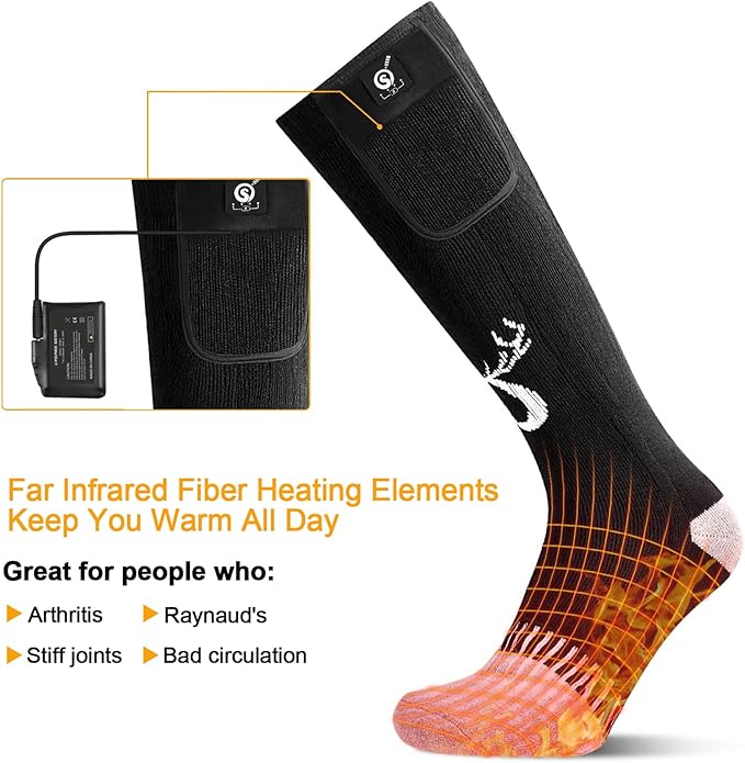 Upgraded Rechargeable Electric Heated Socks,7.4V 2200mAh Battery Powered Cold Weather Heat Socks for Men Women,Outdoor Riding Camping Hiking Motorcycle Skiing Warm Winter Socks
