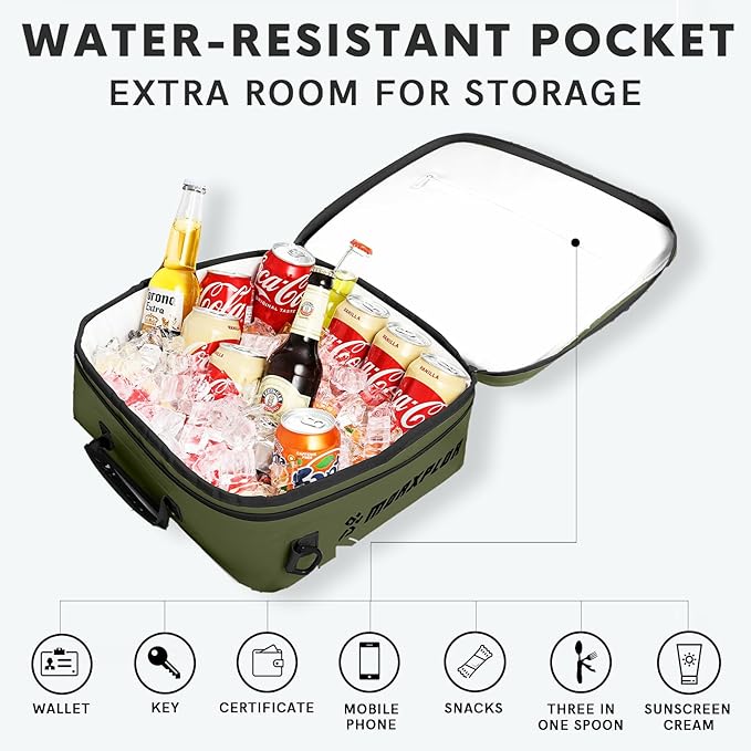 Waterproof PVC Paddleboard Cooler Deck Bag - 12 Can Soft Insulated Cooler for Paddleboarding, Camping, Kayaking