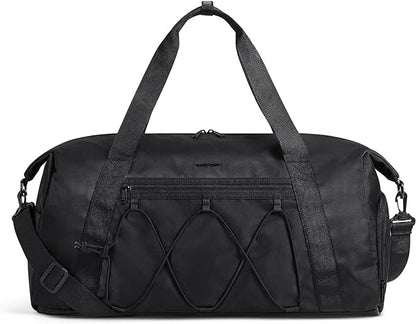 BAGSMART Gym Bag With Shoe Compartment & Wet Pocket, Lightweight Sports Travel Duffel Bag, Carry On Bag Weekender Overnight Bag, Water Resistant Sports Gym Tote Bags Swimming Yoga, Black