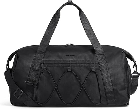 BAGSMART Gym Bag With Shoe Compartment & Wet Pocket, Lightweight Sports Travel Duffel Bag, Carry On Bag Weekender Overnight Bag, Water Resistant Sports Gym Tote Bags Swimming Yoga, Black