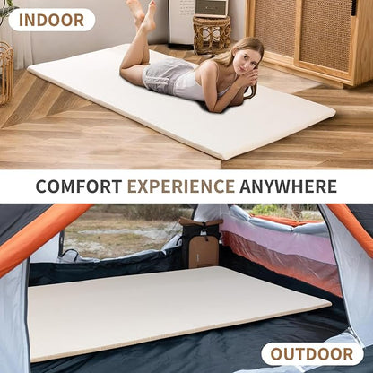 Portable Roll-Up Foam Camping Mattress - Twin Size Cot Ped with Carry Bag, Comfortable Lightweight Sleeping Pad for Travel, Tent, Car, Floor, and Guest Use