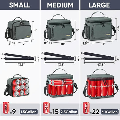 BALEINE Insulated Lunch Bag for Men Women, 22 Can Leakproof Cooler Bag with Adjustable Shoulder Strap for Work Picnic, Lunch Box for Women Men (Large, Grey)