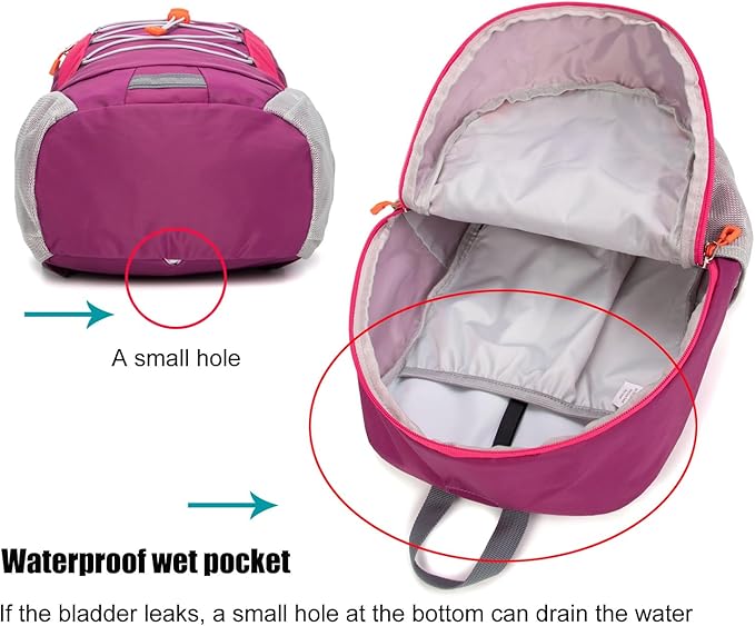 Little Kids Hiking Backpack for Boys or Girls, Small Daypack for Camping or Travel (Purple)
