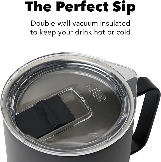 MiiR, Camp Cup, Vacuum Insulated, Stainless Steel with Slide Lid, BPA Free, Black, 16 Fluid Ounces