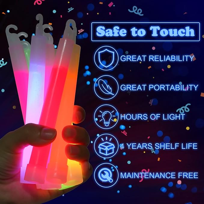 25 Pack Glow Sticks,Ultra Bright Glow Sticks Bulk,6 Inch Glowsticks with 12 Hour Duration,Glow in The Dark Sticks for Kids Party Supplies Party Favors,Emergency Glow Sticks for Camping,Survival Kit