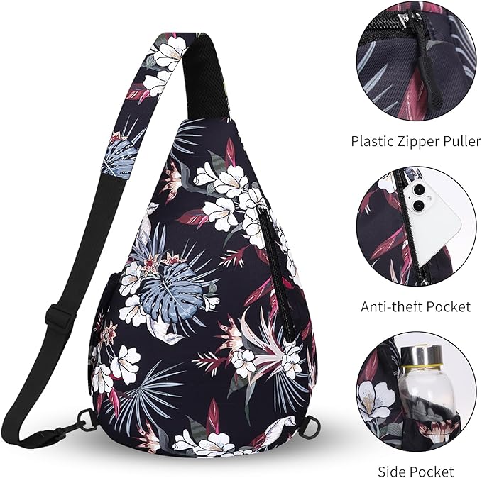 HUA ANGEL Crossbody Sling Bag for Men & Women Lightweight Waterproof Chest Shoulder Bag for Travel Hiking & Everyday Use
