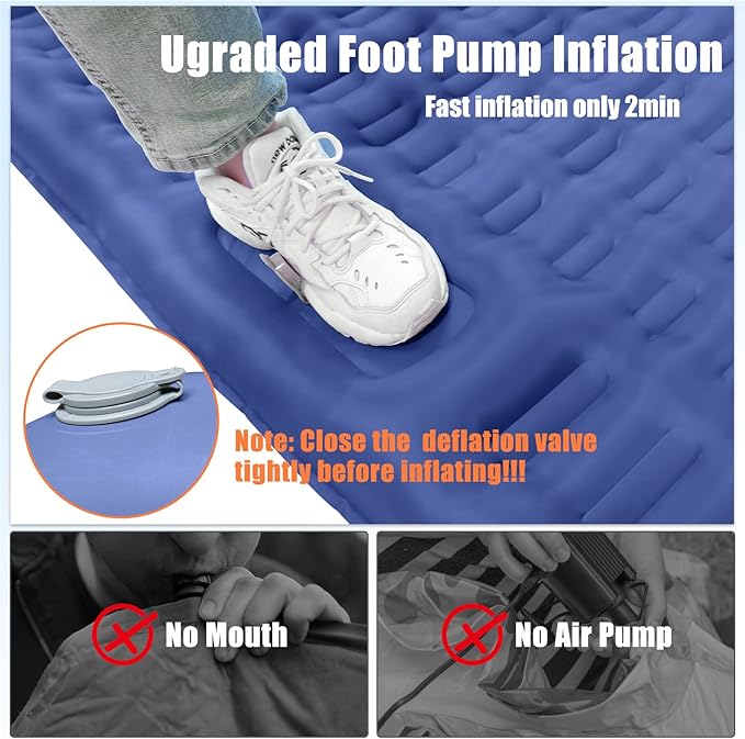 Double Sleeping Pad for Camping, 5 Inch Ultra-Thick Inflatable Camping Pad with Pillow Built-in Pump, Backpacking Camping air mattress 2 Person for Hiking Portable Camping Mat for Traveling Tent,Home