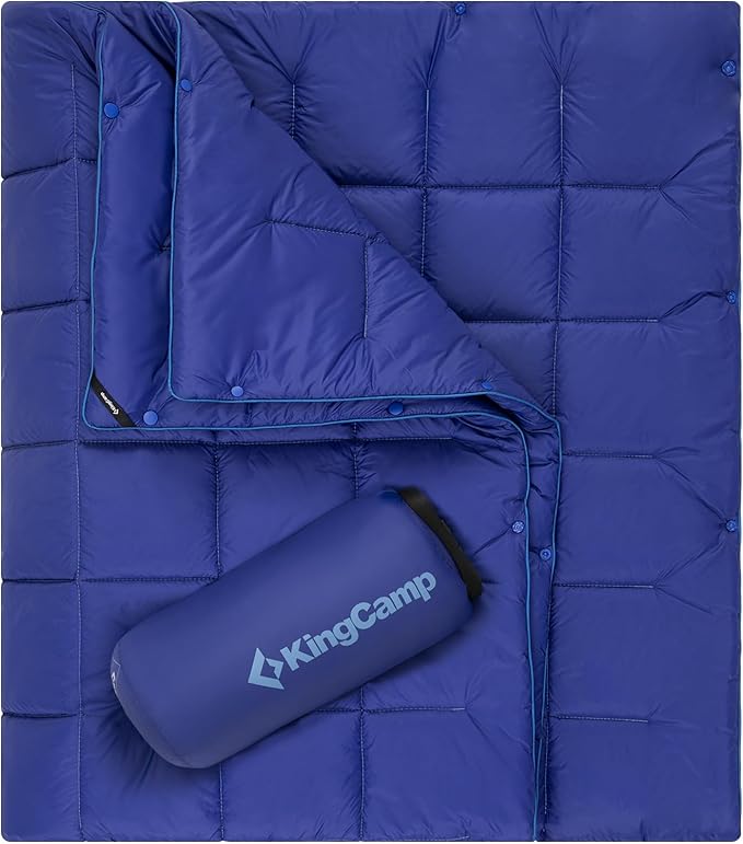 KingCamp Lightweight Camping Blanket - Multifunctional and Warm Quilt with Snap Button, Water Repellent, for Travel, Airplane, Hiking, Picnic