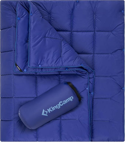 KingCamp Lightweight Camping Blanket - Multifunctional and Warm Quilt with Snap Button, Water Repellent, for Travel, Airplane, Hiking, Picnic