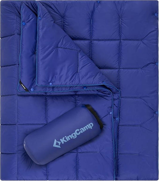 KingCamp Lightweight Camping Blanket - Multifunctional and Warm Quilt with Snap Button, Water Repellent, for Travel, Airplane, Hiking, Picnic