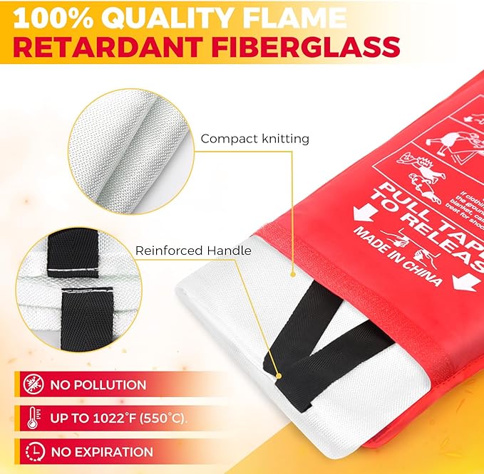 Fire Blankets Emergency for Home, 1 Pack Emergency Fire Blanket for House Camping Car Office Warehouse