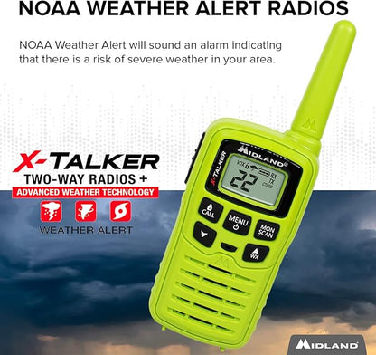 Midland – T10X3M X-Talker Two Way Radio – Water Resistant – NOAA Weather Alert Radios – 20 Mile Range - Multi Color Three Pack