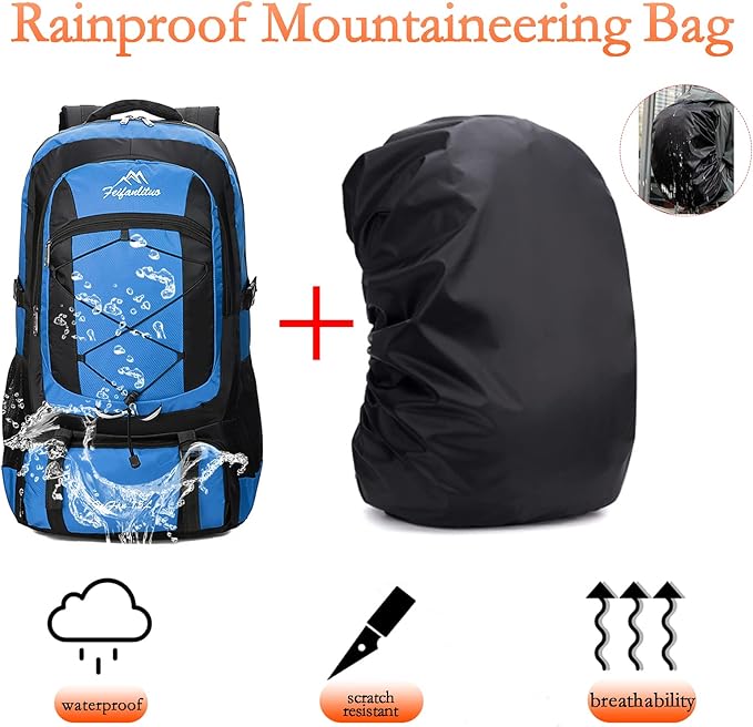 Hiking Backpack Waterproof Lightweight Durable 75L Large Capacity Travel Backpack Suitable for Hiking, Mountaineering, Camping, Fishing...