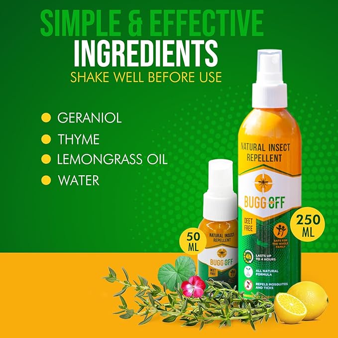 Natrual Mosquito, Gnats & Tick Spray Repellent, 8.5 FL OZ (250ml) Deet Free, Made with Essential Oils, Lasts up to 4 Hours Original (1, 8.5Oz)