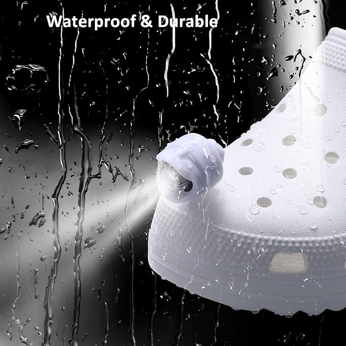 RAHAN Rechargeable Headlights for Crocs,2pcs Wearable Croc Lights for Shoes for Kids Adults,3 Light Modes,Waterproof Lights for Dog Walking, Camping, Jogging, Hiking, White