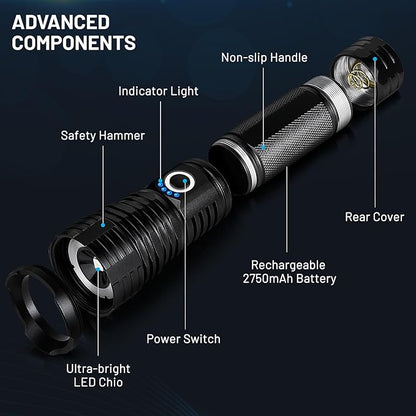 Led Flashlights 990000 Lumen High Lumens Rechargeable 2 Pack, Brightest Flash Light with 5 Modes & 18H Runtime, IPX7 Waterproof, Powerful Handheld Flashlights for Home Camping Hiking