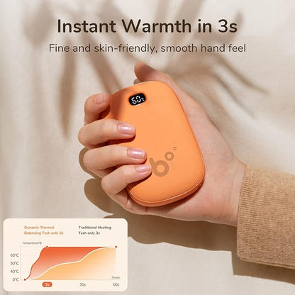 JISULIFE Hand Warmers, Rechargeable Electric Reusable Hand Warmers/Power Banks, Pocket Warmers with LED Display, Portable Hot Hands Hand Warmers for Outdoors Indoor, Gifts for Men Women Mom Dad
