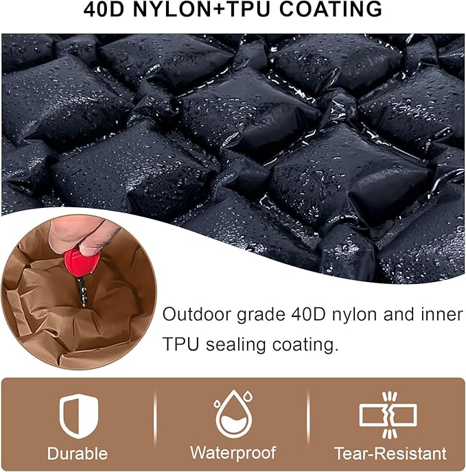 Sleeping Pad for Camping - Inflatable Camping Mat, Ultralight Air Mattress,Built-in Foot Pump Backpacking Sleeping Pad,Compact Sleeping Mats for Camping、Hiking、Traveling (Tawny)
