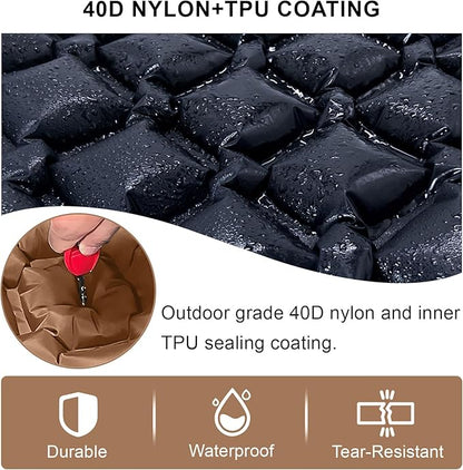 Sleeping Pad for Camping - Inflatable Camping Mat, Ultralight Air Mattress,Built-in Foot Pump Backpacking Sleeping Pad,Compact Sleeping Mats for Camping、Hiking、Traveling (Tawny)