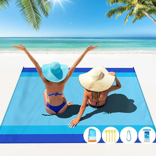 Beach Blanket Oversized Extra Large 78" X 81",Waterproof Sandproof Beach Blanket 1-7 Adults Lightweight Durable for Travel Camping Hiking Picnic