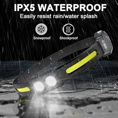 Headlamp Rechargeable,1200 Lumen Ultra-Light Bright Headlamp Flashlight,LED Rechargeable Headlight with White Red Light,5 Mode Waterproof Motion Sensor Head Lamp,for Fishing,Running,Camping,Cycling