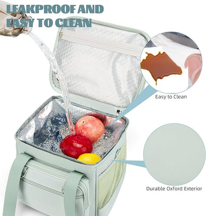 Insulated Lunch Box for Men/Women: Reusable Lunch Bag for Work Office Daytrip Picnic Beach - Leakproof Cooler Tote Bag Organizer for Adults - Green