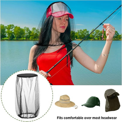 12 Pcs Mosquito Net Black Mosquito Net Face Neck Fly Netting Hood Protecting Net Cover Wearable Mosquito Face Net for Bugs Insect Mosquito Net Hat for Outdoor Hiking Camping Walking