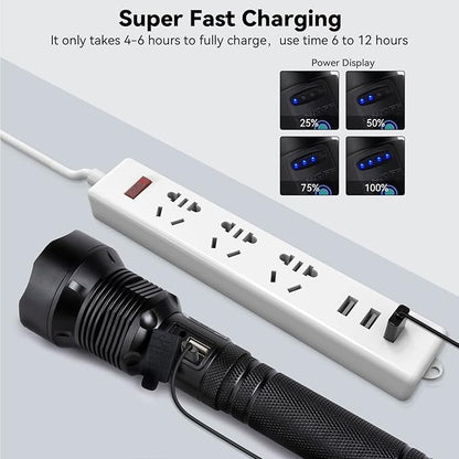 Flashlights High Lumens Rechargeable, Super Bright 990000 Lumens Flashlights with USB Cable, Brightest LED Flashlight for Emergencies, High Powered Flash Light IPX6 Waterproof 7 Light Modes Zoomable