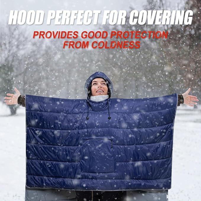 Sleeping Bag Wearable Hooded Blanket - Envelope Lightweight Thermal Cloak Cape Windproof with Premium Stuff Compression Sack for Backpacking Hiking Hunting Fishing Outdoor Sport