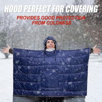 Sleeping Bag Wearable Hooded Blanket - Envelope Lightweight Thermal Cloak Cape Windproof with Premium Stuff Compression Sack for Backpacking Hiking Hunting Fishing Outdoor Sport