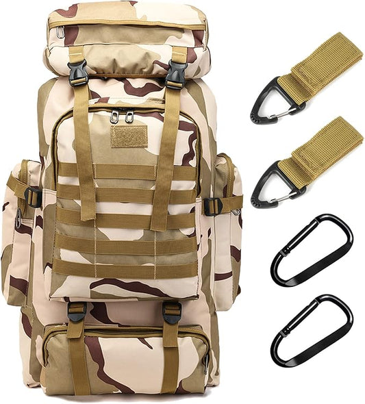 70L Waterproof Hiking Daypack Large Hiking Backpack, Hunting Camping Rucksack Backpack for Men Outdoor Sports Backpack (Plateau Camouflage)