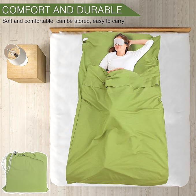 Sleeping Bag Liner and Camping Sheet, Camping & Travel Sheets for Adults, Lightweight Double Sleep Sack for Outdoor Travel Hiking Hotels Picnics