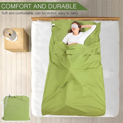 Sleeping Bag Liner and Camping Sheet, Camping & Travel Sheets for Adults, Lightweight Double Sleep Sack for Outdoor Travel Hiking Hotels Picnics