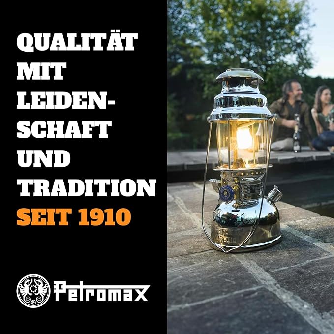 Petromax HK500 Pressurized Lantern, 500 Candlepower with 1 Quart Kerosene Tank for Home or Camping Lighting, Hand Assembled High Pressure 400 Watt Lamp