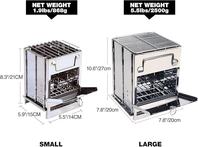 Rocket Stove Folding Camp Stove Foldable Camping Stove Folding Stove Camp Stove Wood Burning Rocket Portable Backpacking Stainless Steel Light Folding Stove for Outdoor Hiking Camping