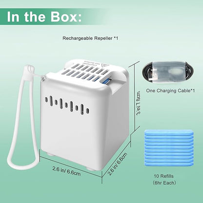 Mosquito Repellent Outdoor Patio, Rechargeable Mosquito Repeller Indoor with 20' Mosquito Protection Zone, for Home Camping