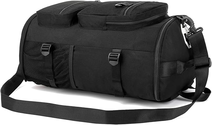 Gym Duffle Bag Backpack 4-Way Waterproof with Shoes Compartment for travel Sport Hiking laptop (Black)