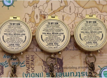 Engraved Compass to Son, Dad to Son Compass, Mom to Son Compass, I Love You Gifts from a Mom/Dad to Son, Son Birthday Gifts, Graduation Day Gifts for Son, Confirmation Gifts for Son