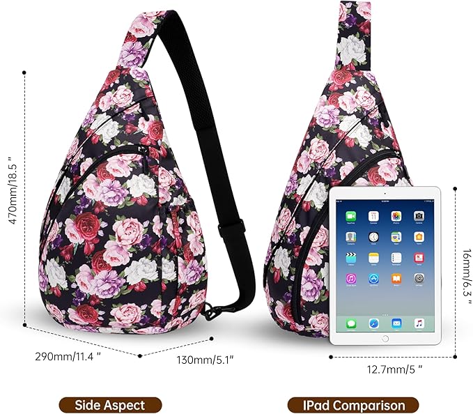 HUA ANGEL Crossbody Sling Bag for Men & Women Lightweight Waterproof Chest Shoulder Bag for Travel Hiking & Everyday Use