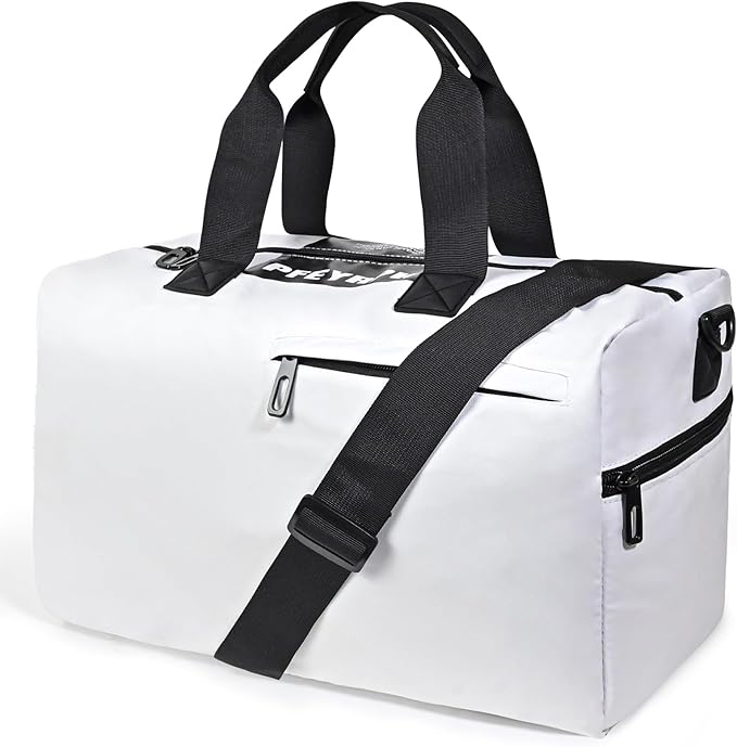 Lightweight Gym Bag for Women Man,Water Resistant Duffle Bag for Travel with Wet Pocket,Wear-resistant Weekender Overnight Duffel Bag,Travel Bag Easy to Clean Tote bag for women(White)