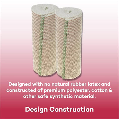 Dealmed 6" Elastic Bandage Wrap with Self-Closure – 2 Elastic Bandages, 5 Yards Stretched Compression Bandage Wrap, Wound Care Product for First Aid Kit and Medical Facilities